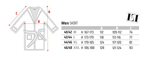 L&L - 9101 Albornoz de Lujo para Hombres, Extremadamente Corto y Suave Bata de Baño. Bata de Casa para Hombres. (Azul Marino, XX-Large)