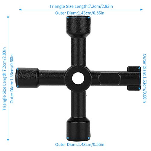 Llave de 4 vías Purga del Radiador, Llave de Utilidad Caja Eléctrica Medidor de Gas, Servicio de 4 Vías Llave de Utilidad Multifuncional Panel Llave de Armario Eléctrico Llaves de Radiador(Negro)