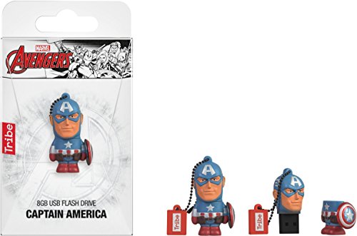 Llave USB 8 GB Captain America - Memoria Flash Drive 2.0 Original Marvel Avengers, Tribe FD016401