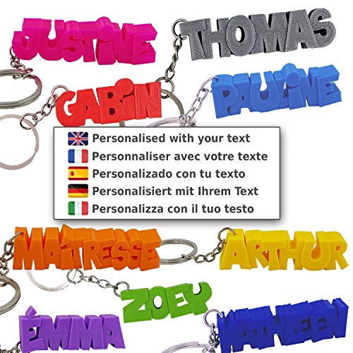 Llavero en 3D con un nombre o un texto personalizado - una idea de regalo personalizable y original.