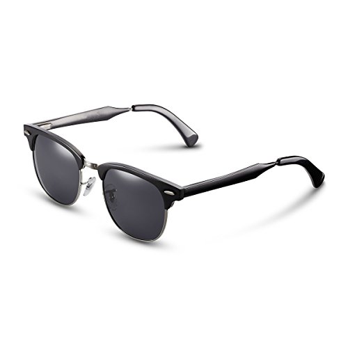 LLZTYJ Gafas De Sol/UV/Outdoor/Wind/Polarized/Driving/Sunglasses/Round Eyeglasses/Sunglasses/Mujeres/Cumpleaños/Gifts/Decoration, Matte Black Framed Grey
