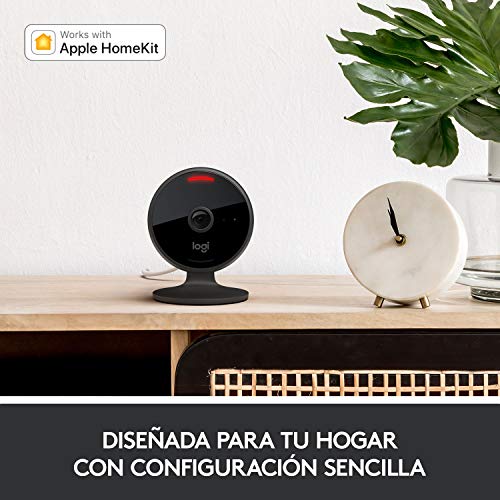 Logitech Circle View Cámara de seguridad doméstica con cable resistente a la intemperie, angular de 180°, HD 1080p, visión nocturna, audio de dos vías, con cifrado y Apple HomeKit Secure Video - Negro