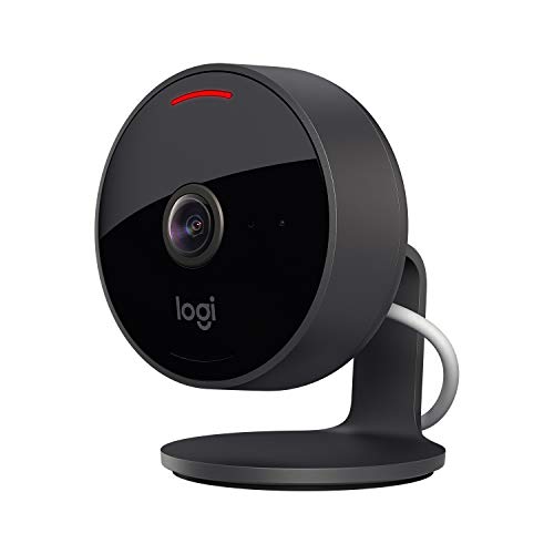 Logitech Circle View Cámara de seguridad doméstica con cable resistente a la intemperie, angular de 180°, HD 1080p, visión nocturna, audio de dos vías, con cifrado y Apple HomeKit Secure Video - Negro