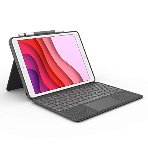 Logitech Combo Touch para iPad (7.ª, 8.ª y 9.ª generación) Funda con trackpad de precisión, teclado retroiluminado tipo portátil y tecnología Smart Connector, Disposición QWERTY Español - Negro