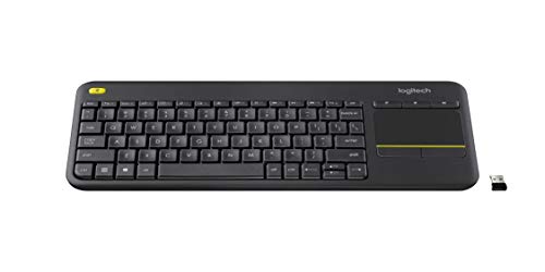 Logitech K400 Plus Teclado Inalámbrico con Touchpad para Televisores Conectados a PC, Disposición QWERTY US Internacional, Negro