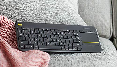 Logitech K400 Plus Teclado Inalámbrico con Touchpad para Televisores Conectados a PC, Disposición QWERTY US Internacional, Negro