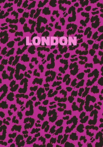 London: Personalized Pink Leopard Print Notebook (Animal Skin Pattern). College Ruled (Lined) Journal for Notes, Diary, Journaling. Wild Cat Theme Design with Cheetah Fur Graphic