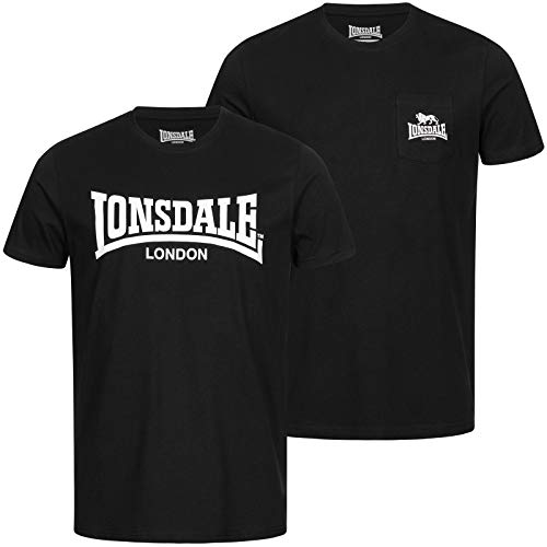 Lonsdale Camiseta para Hombre Sussex, Pack Doble Negro XXXXL