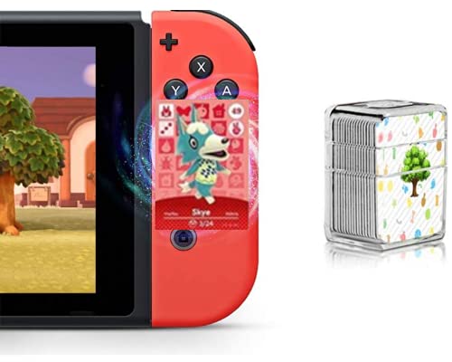 Lote de 24 tarjetas NFC de 25 a 48 para Amiibo Animal Crossing New Horizon compatible con Nintendo Switch Lite Wii U New 3DS Rare de aldeanos Serie 1 a 4 con funda de almacenamiento