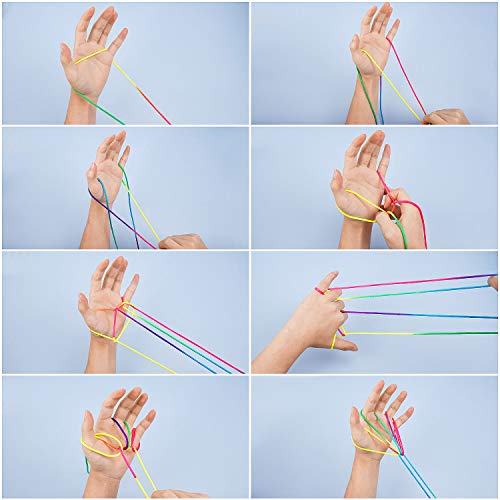 LOVEXIU Skippy Dance 8 Piezas Juguetes de Habilidad De Dedos Cuerda de Arco Iris Juegos y Juego del Cordel Gatos Cuna Cuerda CordóN Arcoiris Colorido Regalo Infantil