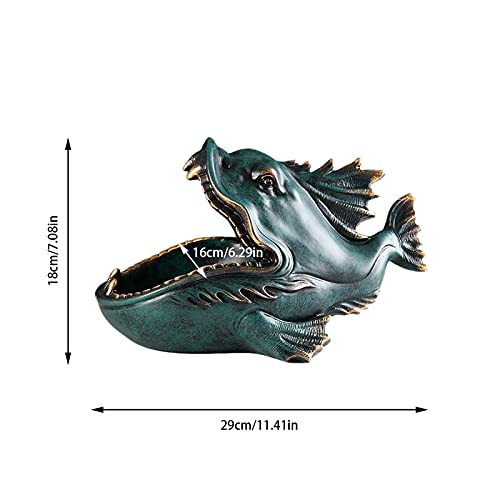 Lucky Fish Key Bowl, Boca Abierta Lucky Fish Hogar Resina Decoración Almacenamiento Bandeja Lucky Fish Key, Vintage Animal Lucky Fish Estatua Almacenar Llaves, Joyas y Dulces Cuenco Decorativo