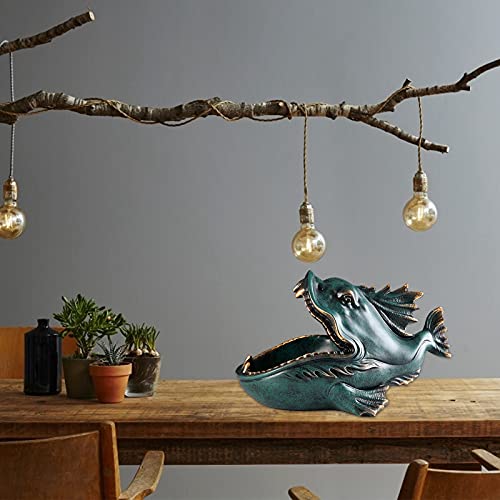 Lucky Fish Key Bowl, Boca Abierta Lucky Fish Hogar Resina Decoración Almacenamiento Bandeja Lucky Fish Key, Vintage Animal Lucky Fish Estatua Almacenar Llaves, Joyas y Dulces Cuenco Decorativo