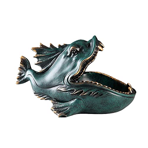 Lucky Fish Key Bowl, Boca Abierta Lucky Fish Hogar Resina Decoración Almacenamiento Bandeja Lucky Fish Key, Vintage Animal Lucky Fish Estatua Almacenar Llaves, Joyas y Dulces Cuenco Decorativo
