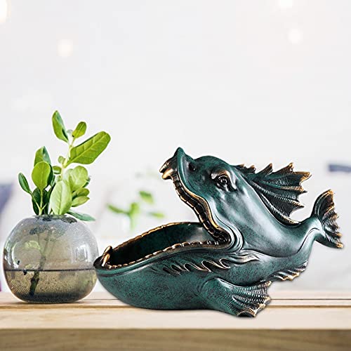 Lucky Fish Key Bowl, Boca Abierta Lucky Fish Hogar Resina Decoración Almacenamiento Bandeja Lucky Fish Key, Vintage Animal Lucky Fish Estatua Almacenar Llaves, Joyas y Dulces Cuenco Decorativo