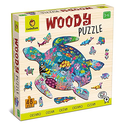 Ludattica Madera océano Woody Puzzle 48pzas, Multicolor (XOT-LD21245)