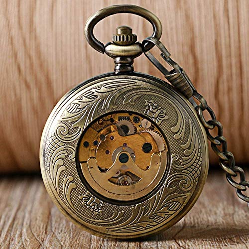 LXDDP Reloj de Bolsillo Cool Steam Poker Diseño único Reloj de Bolsillo de Bronce Reloj mecánico automático Fob Reloj Antiguo Vintage Relogio De Bolso