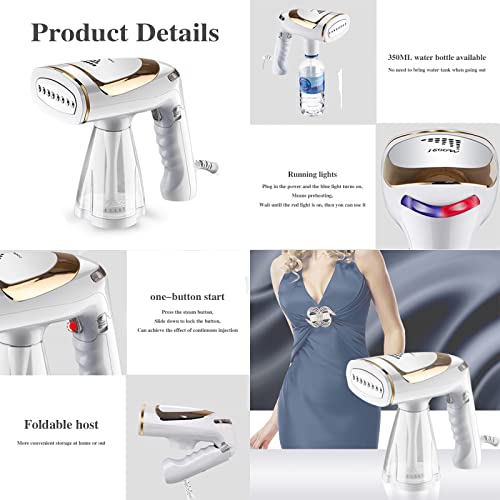LXFHOMED Clothes Steamer, Garment Steamer Handheld Steamer for Travel and Home Portable Fabric Hand Steamer Ironing Wrinkle Remover with Fast Heat-up Detachable Water Tank Green, Small