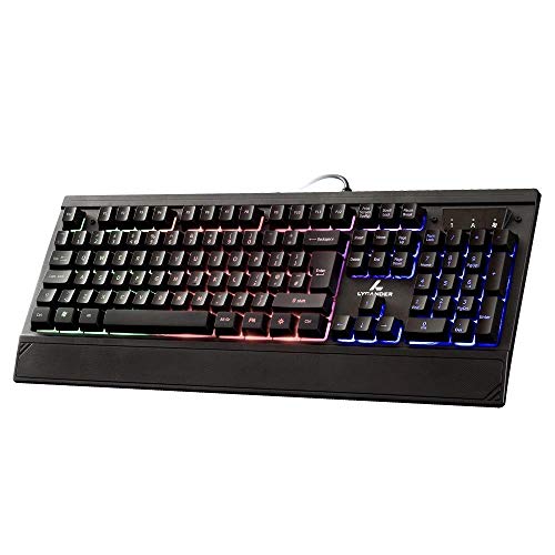 LYCANDER - Teclado Gaming Español con cable USB (1.8m), 19 teclas anti-ghosting, retroiluminación LED arcoíris