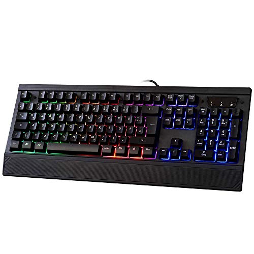 LYCANDER - Teclado Gaming Francés con cable USB (1.8m), 19 teclas anti-ghosting, retroiluminación LED arcoíris