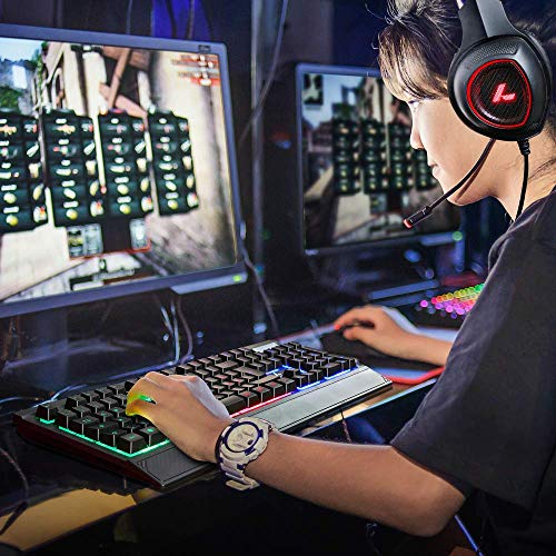 LYCANDER - Teclado Gaming Inglés con cable USB (1.8m), 19 teclas anti-ghosting, retroiluminación LED arcoíris