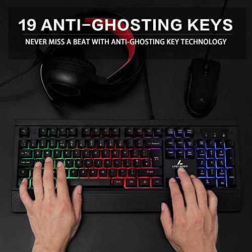 LYCANDER - Teclado Gaming Italiano con cable USB (1.8m), 19 teclas anti-ghosting, retroiluminación LED arcoíris