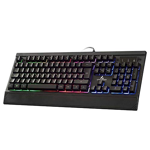 LYCANDER - Teclado Gaming Italiano con cable USB (1.8m), 19 teclas anti-ghosting, retroiluminación LED arcoíris