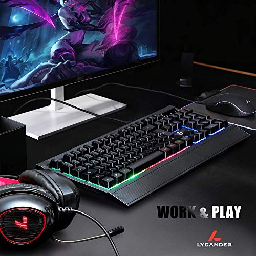 LYCANDER - Teclado Gaming Italiano con cable USB (1.8m), 19 teclas anti-ghosting, retroiluminación LED arcoíris