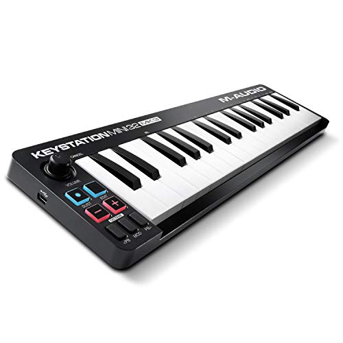 M-Audio Keystation Mini 32 MK3 - Mini Teclado Controlador MIDI / USB de 32 teclas Ultra portátil con ProTools First, M-Audio Edition y Xpand!2 de AIR Music Tech