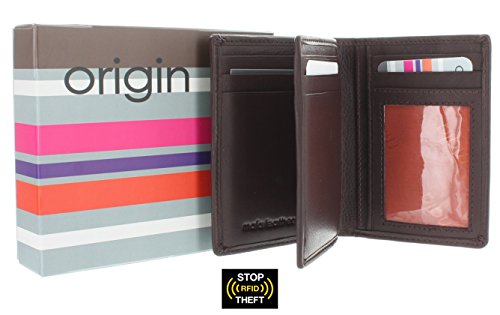 Mala Leather Colección Origin Cartera Compacta Bi-Fold de Cuero con Protección RFID 172_5 Marrón