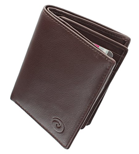 Mala Leather Colección Origin Cartera Compacta Bi-Fold de Cuero con Protección RFID 172_5 Marrón