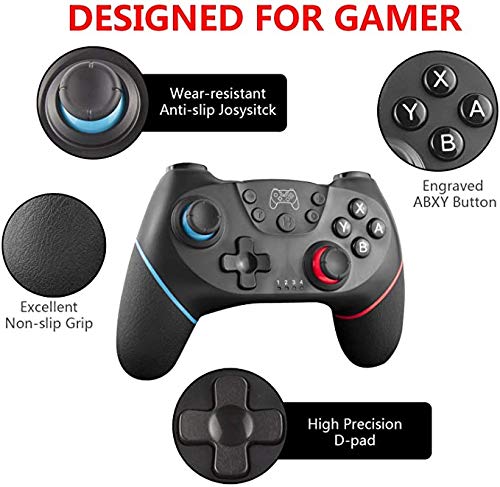 Mando para Nintendo Switch,Controlador Inalámbrico Bluetooth Apoya Vibración, Turbo y Giroscopio, Gamepad Compatible para Nintendo Switch/Lite/PS3/PC