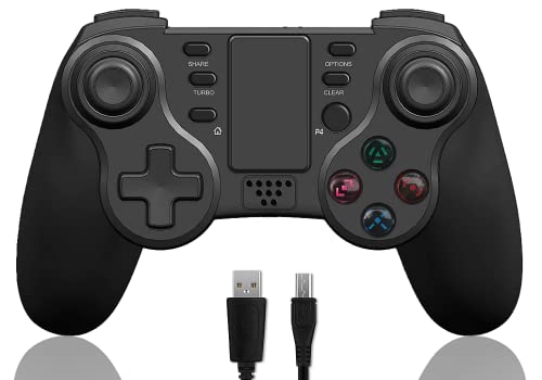 Mando PS4 Inalambrico,Doble Vibración Gamepad Inalámbrico Bluetooth,Detección de Movimiento de 6 Ejes/Panel Táctil/Botones de Panel/Conector de Altavoz/Auriculares,Compatible con PS4 / PS3