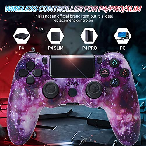 Mando PS4 vibración Dual Mando Game para Playstation 4/PS4 Slim/PS4 Pro con Conector de Audio/Panel táctil/Control de Movimiento de Seis Ejes (Color : Purple Star Sea)