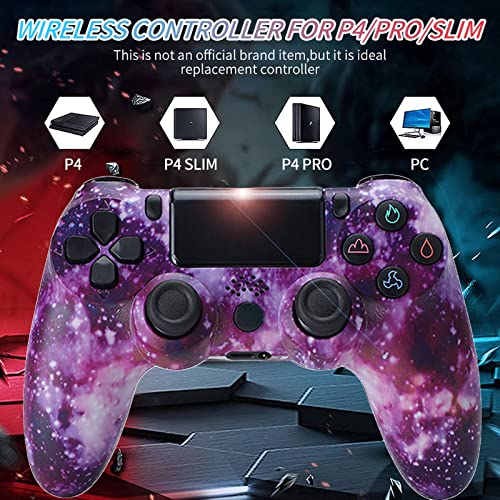 Mando PS4 vibración Dual Mando Game para Playstation 4/PS4 Slim/PS4 Pro con Conector de Audio/Panel táctil/Control de Movimiento de Seis Ejes (Color : Purple Star Sea)
