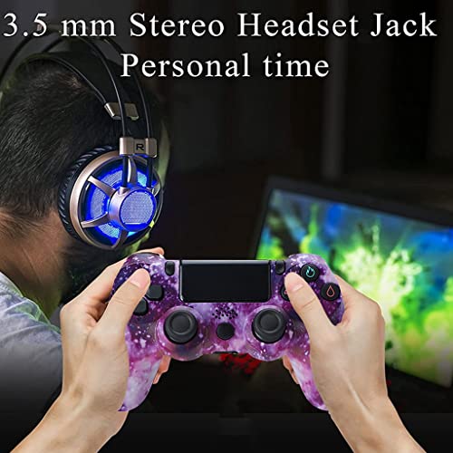 Mando PS4 vibración Dual Mando Game para Playstation 4/PS4 Slim/PS4 Pro con Conector de Audio/Panel táctil/Control de Movimiento de Seis Ejes (Color : Purple Star Sea)