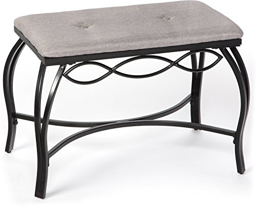 Mango Steam Banco de Zapatos - Gris - Cojín Tejido de Textura y Patas de Acero.