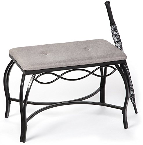 Mango Steam Banco de Zapatos - Gris - Cojín Tejido de Textura y Patas de Acero.