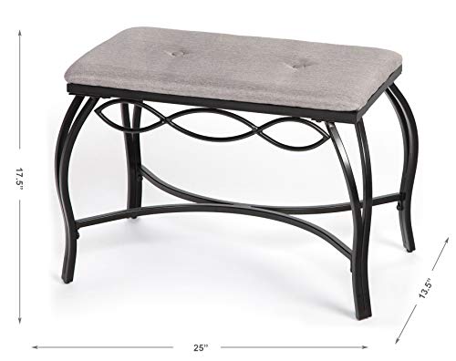 Mango Steam Banco de Zapatos - Gris - Cojín Tejido de Textura y Patas de Acero.