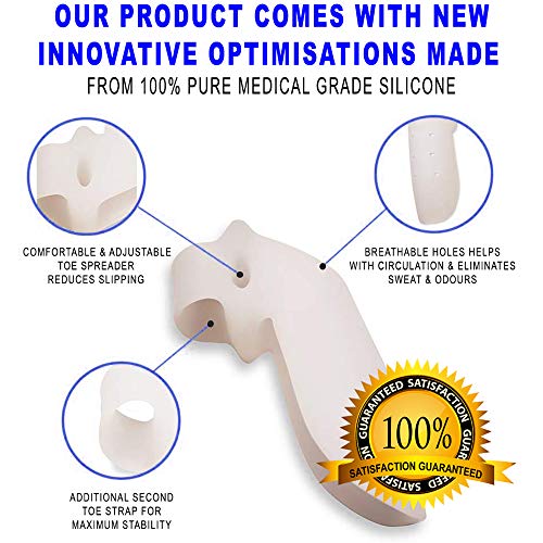 Mapiro Bunion Corrector – Enhanced Hallux Valgus 1 Pair Toe Straightener with Extra Toe Loop – Comfortable – Breathable & Fast Bunion Relief – BPA Free