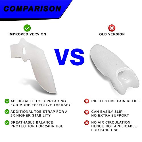 Mapiro Bunion Corrector – Enhanced Hallux Valgus 1 Pair Toe Straightener with Extra Toe Loop – Comfortable – Breathable & Fast Bunion Relief – BPA Free