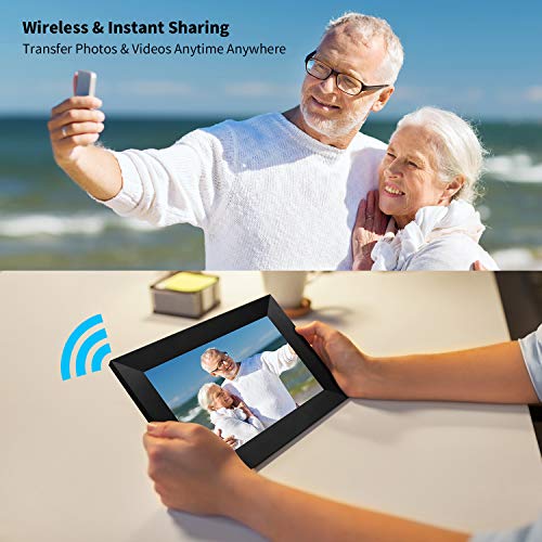 Marcos Fotos Digitales Hyjoy de 8 In con Pantalla Táctil IPS en Alta Definición, 8 GB RAM y Capacidad de Compartir Fotos y Videos Mediante la App AiMOR