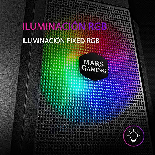 MARSGAMING MCONE, Caja Gaming MicroATX, 2xVentiladores 120mm, RGB+Rejilla, Negro