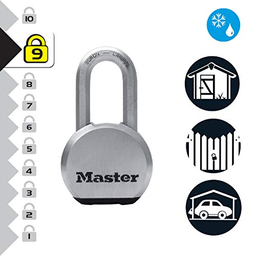 MASTER LOCK Candado Alta Seguridad [Llave] [Acero Inoxidable] [Exterior] M830EURDLH - Ideal para Portales, Garages, Sótanos