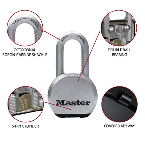 MASTER LOCK Candado Alta Seguridad [Llave] [Acero Inoxidable] [Exterior] M830EURDLH - Ideal para Portales, Garages, Sótanos