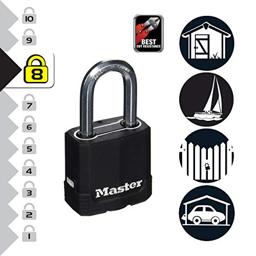 MASTER LOCK Candado Alta Seguridad [Llaves] [Acero Laminado y Antióxido] [Exterior] [Arco M] [Lote de 3] M115EURTRILF - Ideal para Portales, Garages, Sótanos