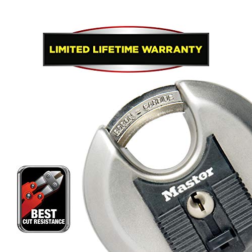 MASTER LOCK Candado Redondo Alta Seguridad [Llave] [Acero Inoxidable] [Exterior] M50EURD - Ideal para Portales, Garages, Sótanos