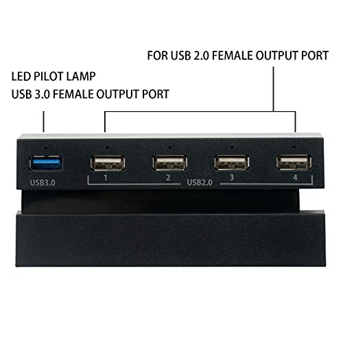 Mcbazel DOBE 2 to 5 USB Hub 3.0 with LED Indicators for PS4 Console (4 x USB 2.0, 1 x USB 3.0)