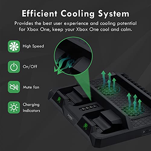Mcbazel Soporte de Carga Vertical Xbox One con Base de Ventiladores de Enfriamiento & Ranura de Almacenamiento de Juegos para Xbox One/Xbox One S/X