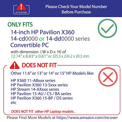 mCover HP-PX360-14CD - Funda rígida para portátiles HP Pavilion X360 14-CDxxxx / 14-DDxxxx Series Convertible 2-en-1 de 14"