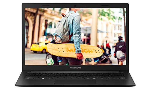 MEDION E4251 - Ordenador portátil de 14" FHD ( Intel Celeron N4000, 4 GB RAM, 64 GB eMMC, Intel UHD Graphics, Windows 10) Color Negro - Teclado QWERTY Español